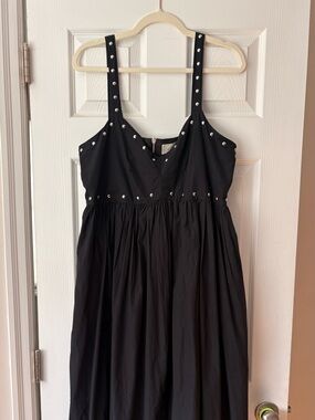 THE GREAT. Black Stud-Trim Dress